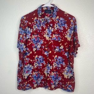 Liz Claiborne Crazy Horse red floral button shirt